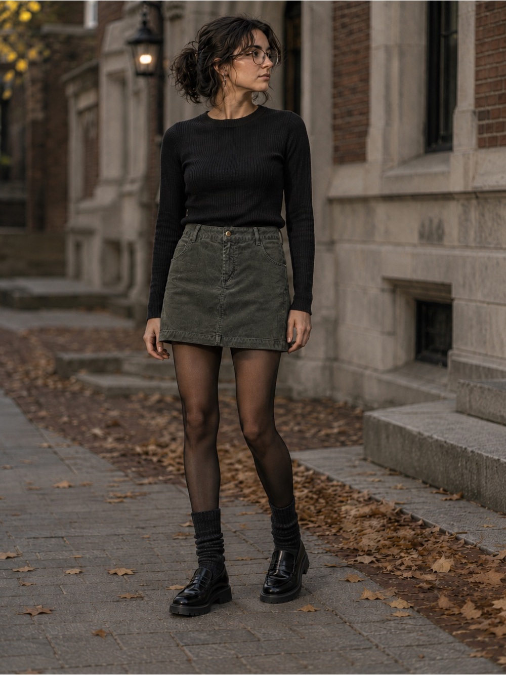 BDG Forest Green Corduroy Mini Skirt Size 6 Grunge Fall Academia Y2K